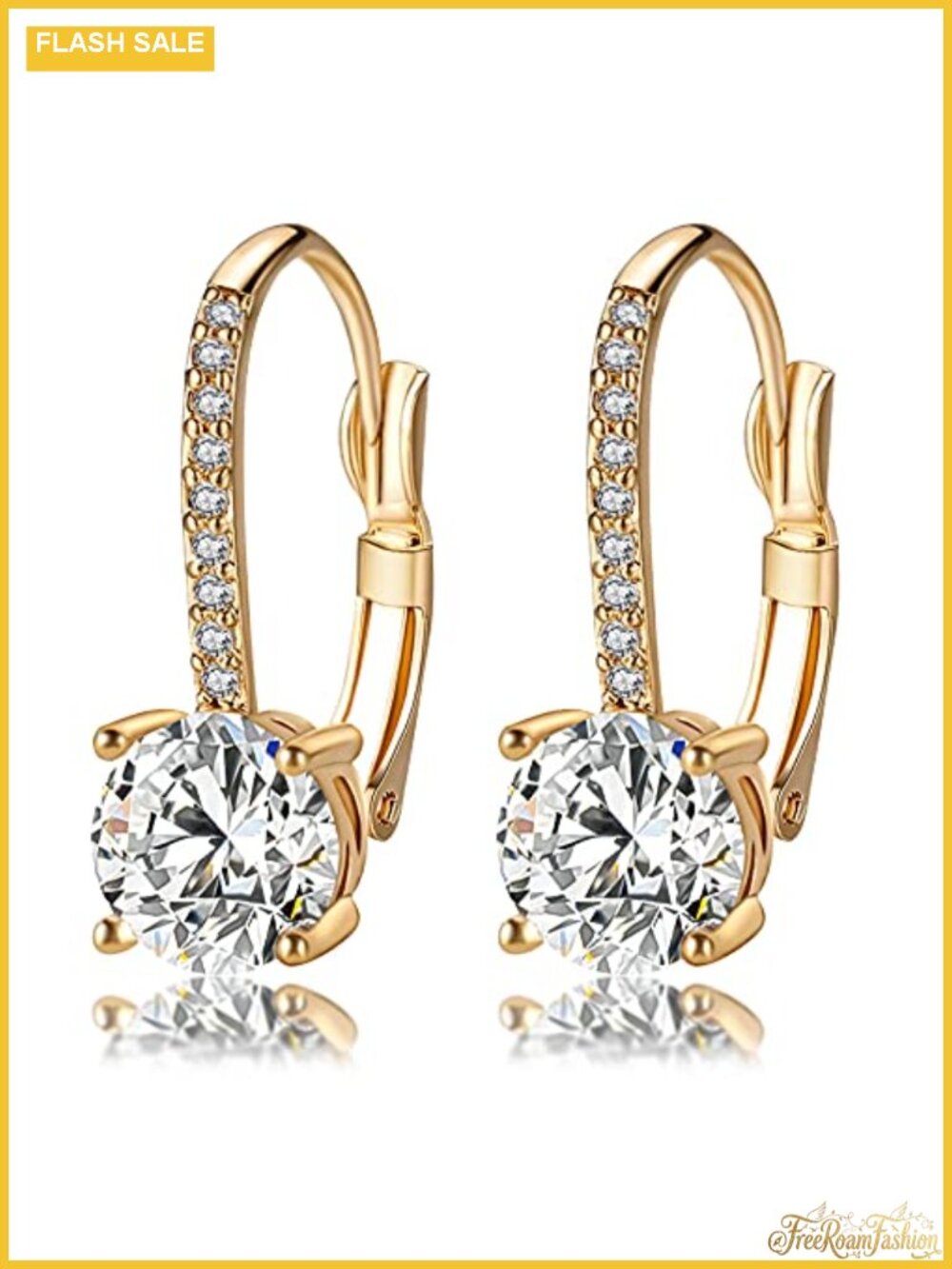 1 Carat Cubic Zirconia Drop Dangle Earrings in 18K Gold Plated